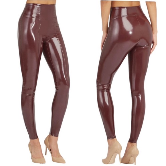 Spanx‎ Faux Patent Leather Leggings Ruby 20301 Size XS Petite NWT $110 - Picture 1 of 15
